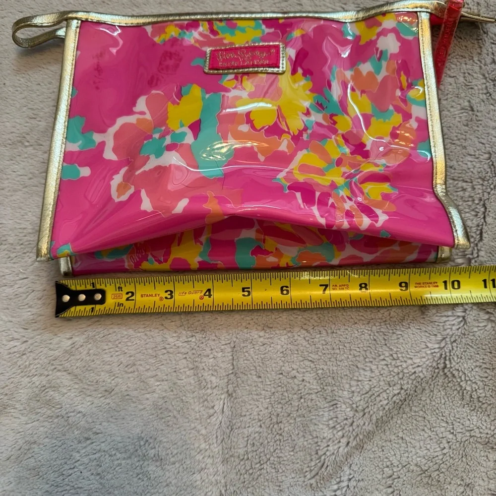Lilly Pulitzer for Estée Lauder Floral Cosmetic Bag Pink Gold Trim Makeup‎